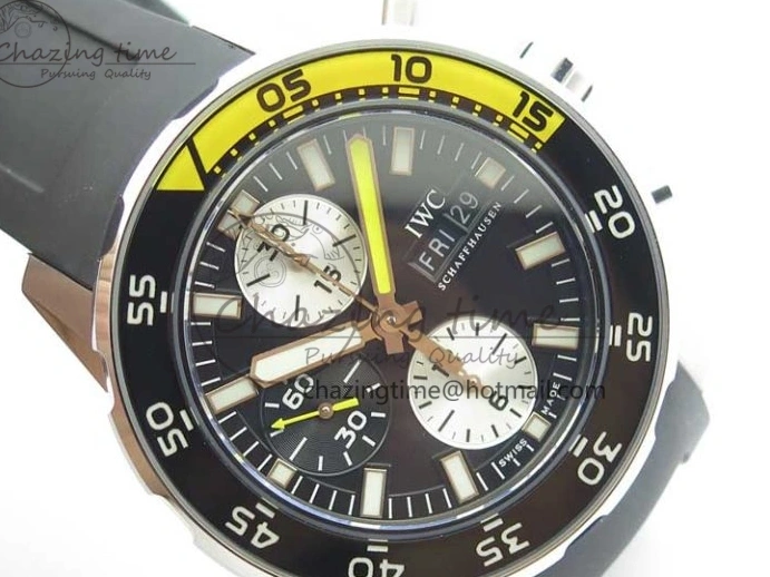 MIROTIME 0327 Aquatimer Chrono IW376702 SS BLS 1:1 Best Edition Black Dial on Black Rubber Strap A WellDesigned 7105